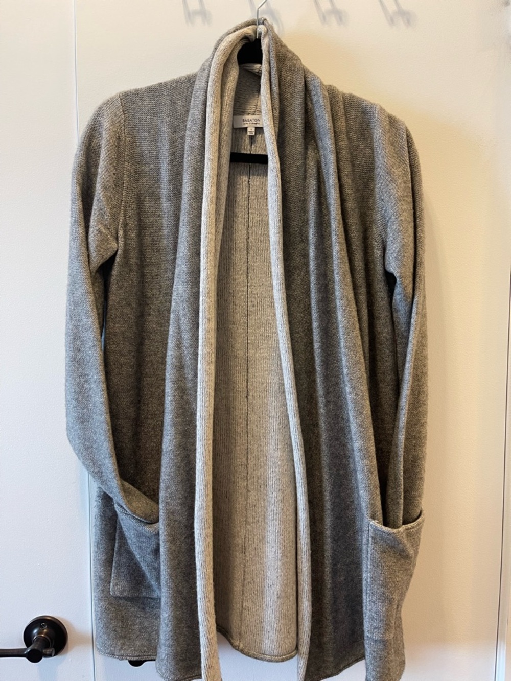 Babaton Cashmere Blend Open Cardigan | Size S | Light Grey | Cozy Everyday Layer